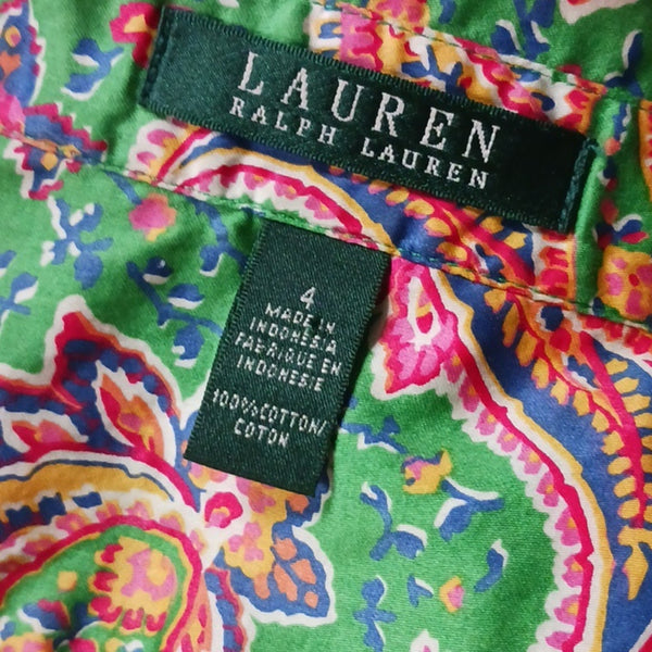 Ralph Lauren Green Paisley Long Sleeve Shirt Dress.