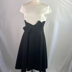 Paula Ka Black Ivory Bow Front Cap Sleeve