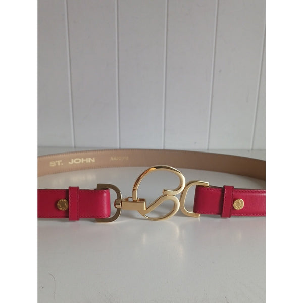 ST.JOHN RED LOGO LEATHER BELT
