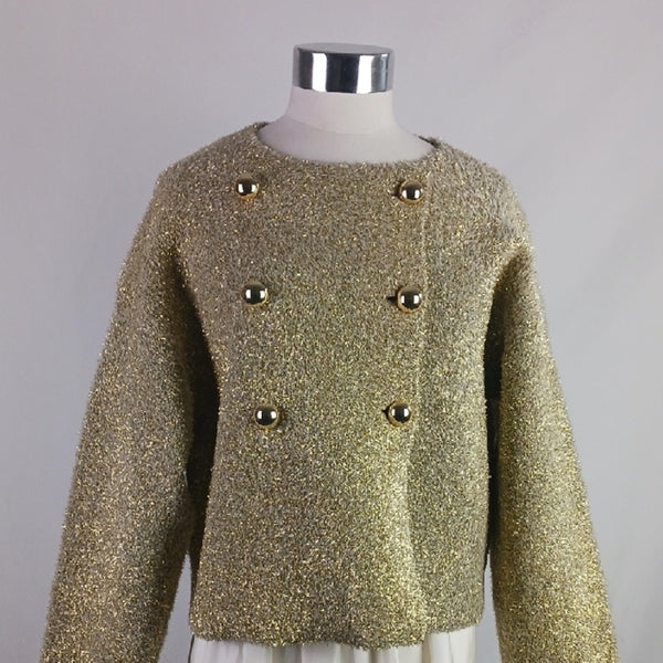 J. Crew Gold Fuzzy Double Breasted Women's Jacket