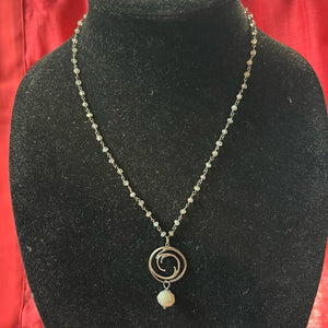 Vintage Moonstone Sterling Dangle Necklace