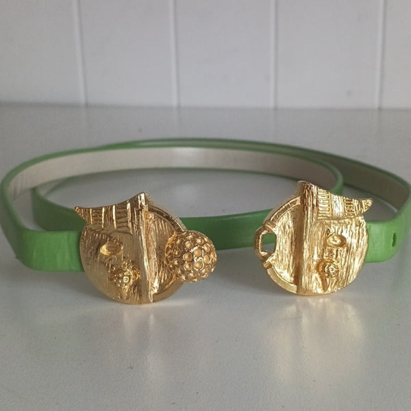 Mimi D Rare Vintage Green With Gold Golf Belt.