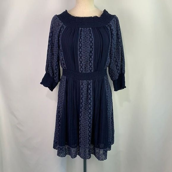 Alice + Olivia blue lace off shoulder mini dress