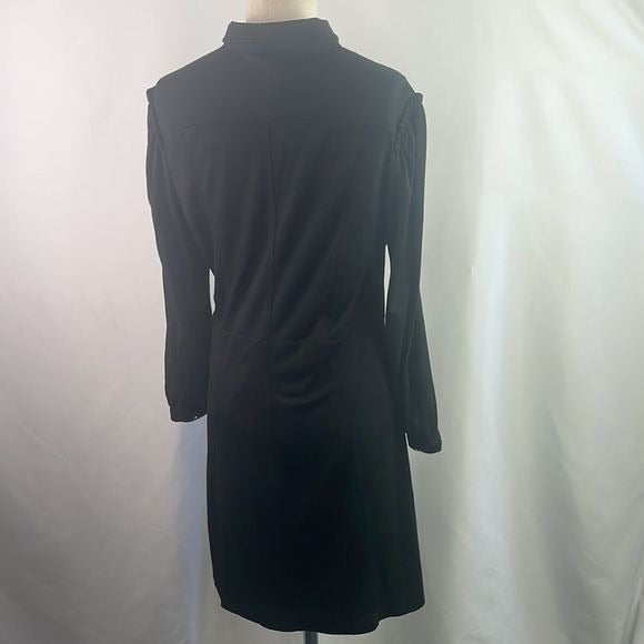 Burberry Black Tie Waist Zip Front Midi Dress