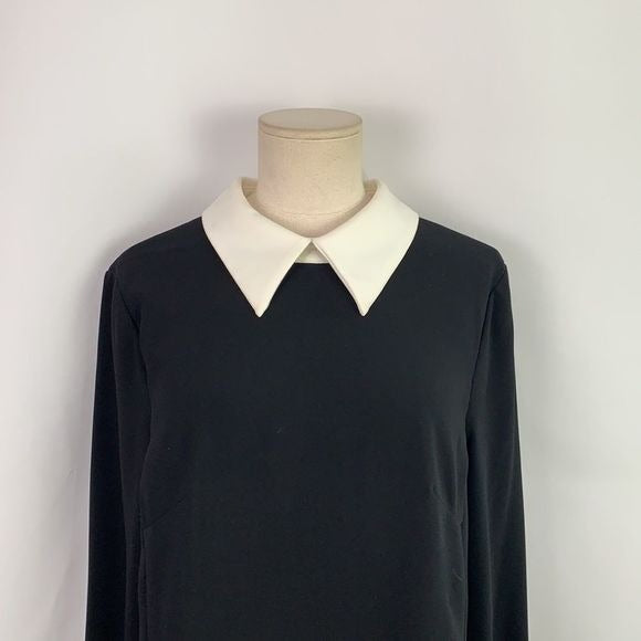 Mikael Aghal Black Dress w/ Cream Collar/Cuffs