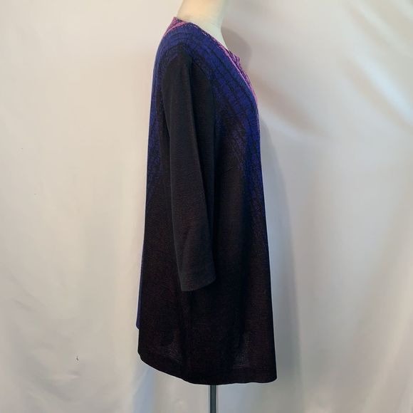 Misook NWT pink blue print long knit jacket