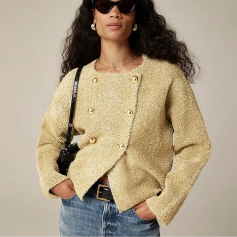 J. Crew Gold Fuzzy Double Breasted Women's Jacket
