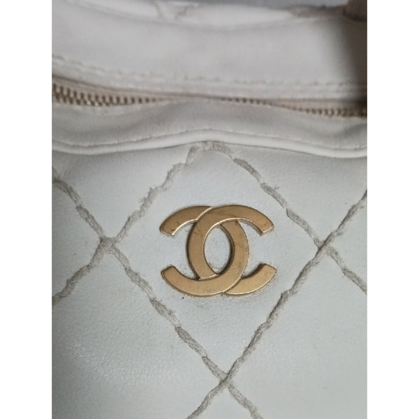 CHANEL VTG WHITE WILD STICH AS IS BAG.