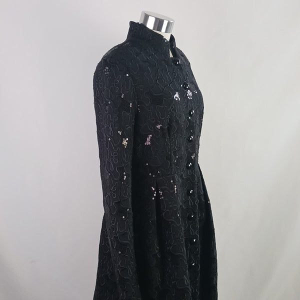 Betsey Johnson Vtg  Embr.Black Sequin 3/4 Jacket.