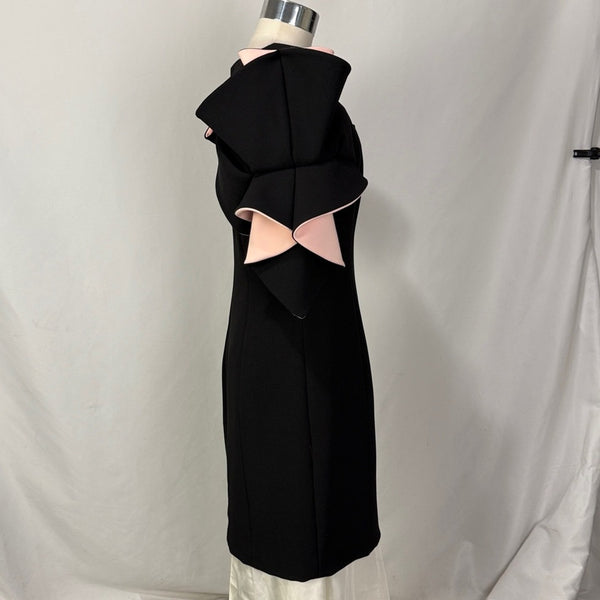 BADGLEY MISCHKA Black With Pink Ruffle Trim Dress