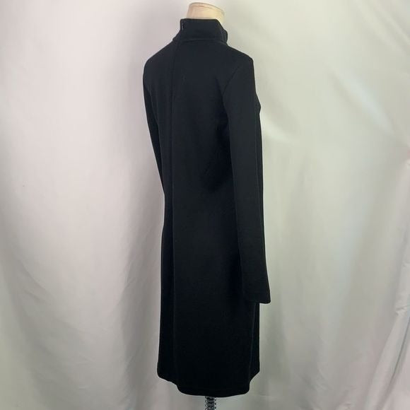 St. John Black Mock Neck Midi Dress