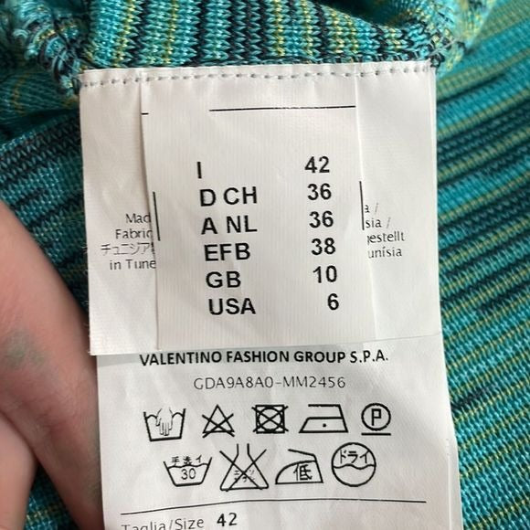 Missoni Turquoise Striped Open Back Knit Dress