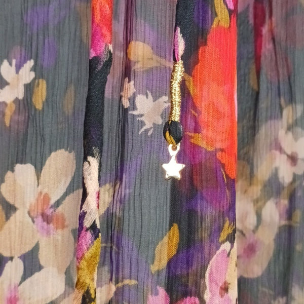 Johnny Was Black and Pink Floral Maxi / Slip Dress.