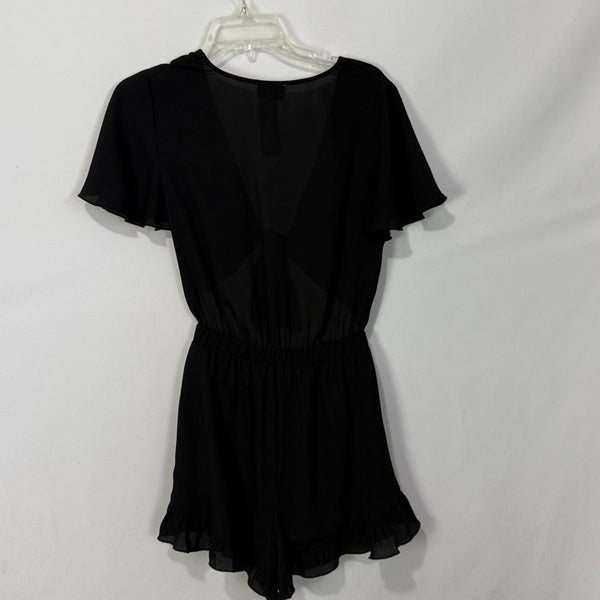 Mumu  Black Ruffle, Trim, Tie, Front Romper