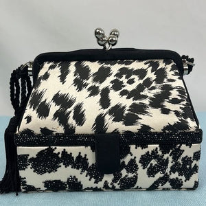 Judith Leiber Black and White Animal Print Evening Bag