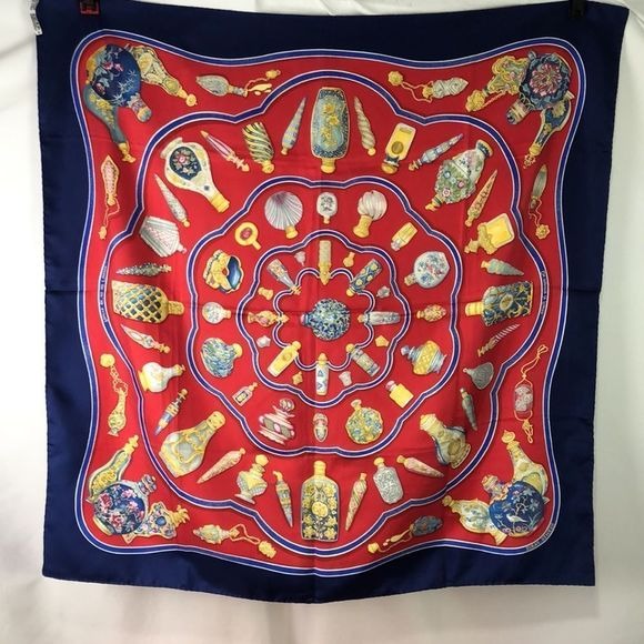 Hermes Vintage Perfume Bottle Print Scarf