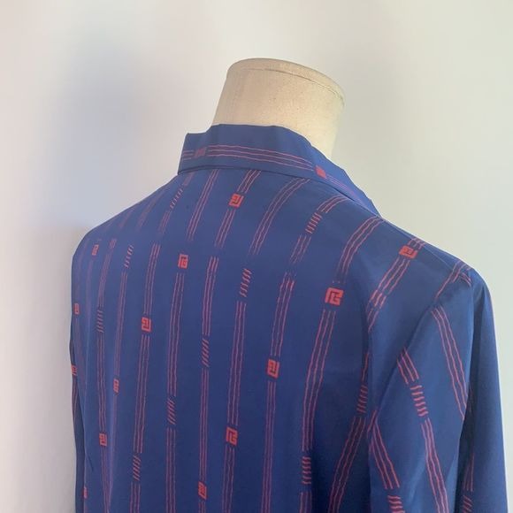 Vintage Pierre Balmain blue red logo print shirt dress