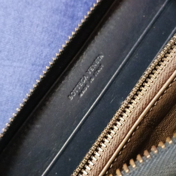 Bottega Veneta Intrecciato Black Leather Zip Wallet