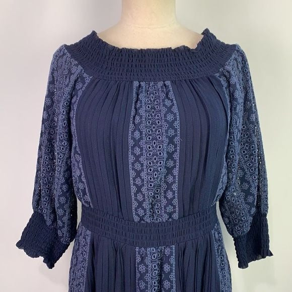 Alice + Olivia blue lace off shoulder mini dress