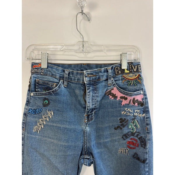 TOPSHOP EMBROIDERED DENIM JEANS