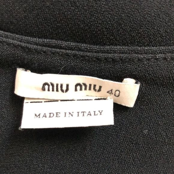 Miu Miu Black Midi With Snap Bow Back Dress