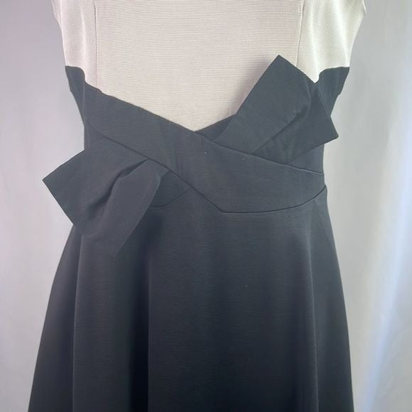Paula Ka Black Ivory Bow Front Cap Sleeve