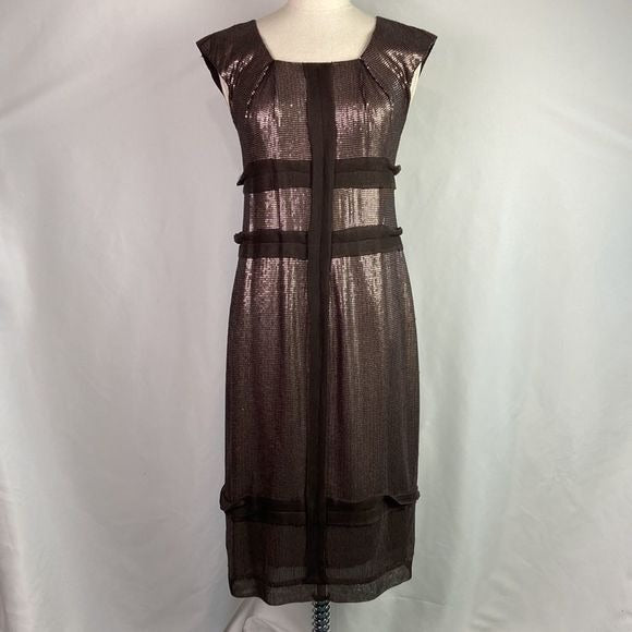 Robert Rodriguez Copper Beaded Cocktail Dress