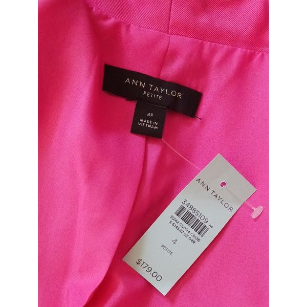 ANN TAYLOR Nwt Pink Tweed Open Front Jacket.