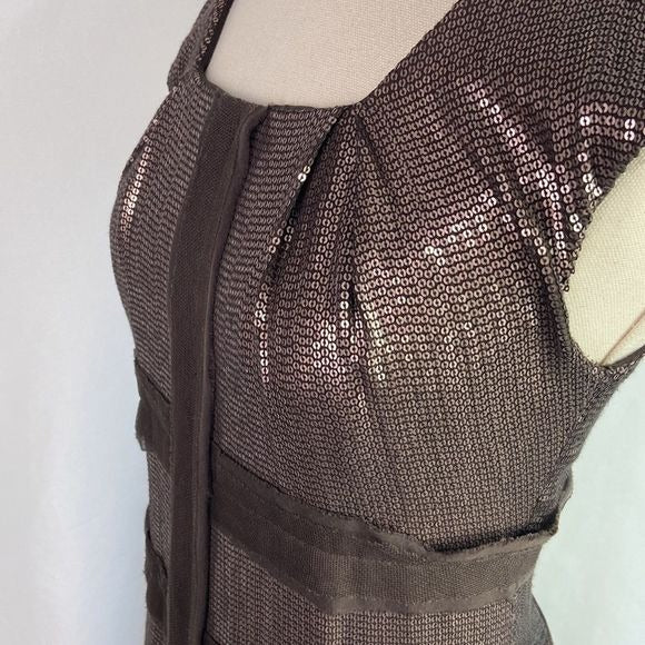 Robert Rodriguez Copper Beaded Cocktail Dress