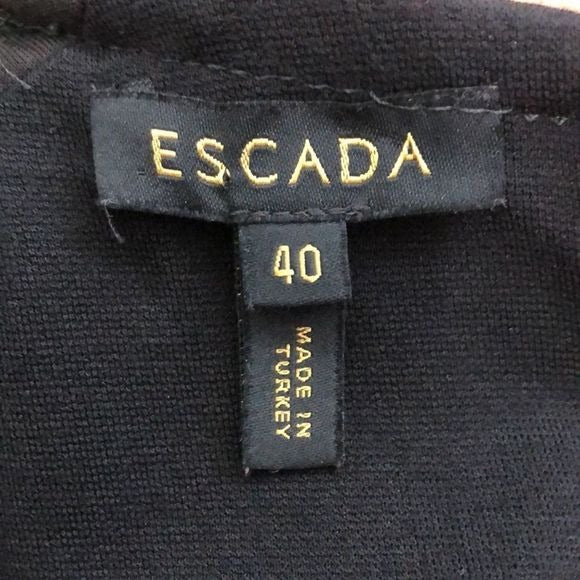 Escada Black with Beaded Trim Midi Dress