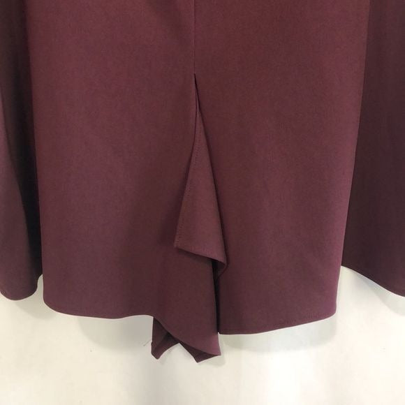 Marina Ronaldo Maroon Skirt with Kick Pleat