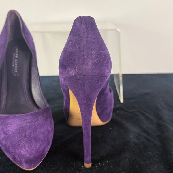 Ralph Lauren Purple Suede Platform Pump Shoes