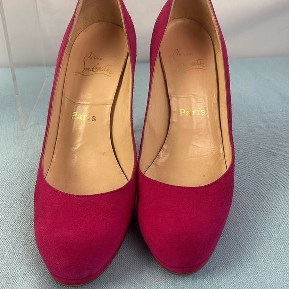 Christian Louboutin Pink Suede Platform Pumps As Is Shoes