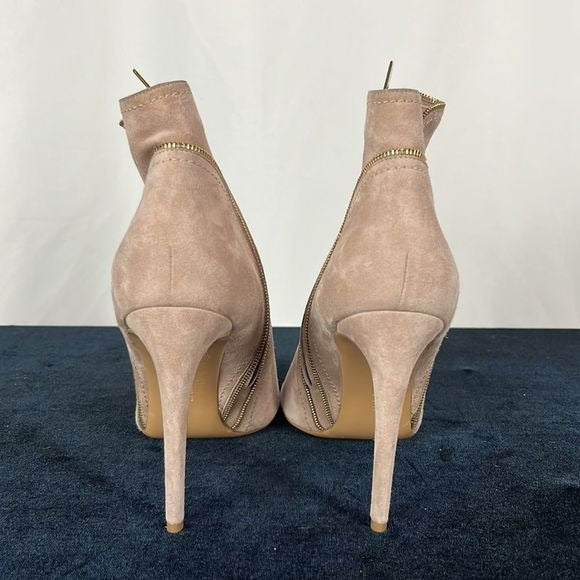 Salvatore Ferragamo Tan Peep Toe Stiletto Booties
