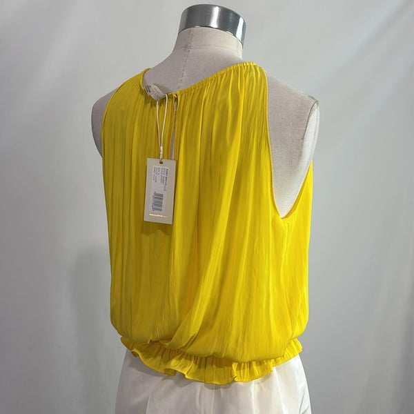 NWT Ramy Brook Yellow Pleated High Neck Tank Top