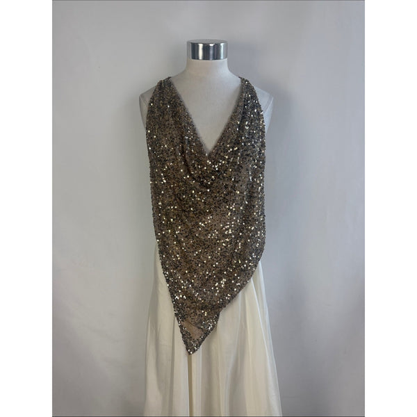 HAUTE HIPPIE NWT GOLD BEADED DRAPE NECK BODYSUIT
