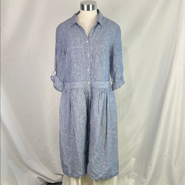 Malvin Blue Striped Linen Shirt Dress