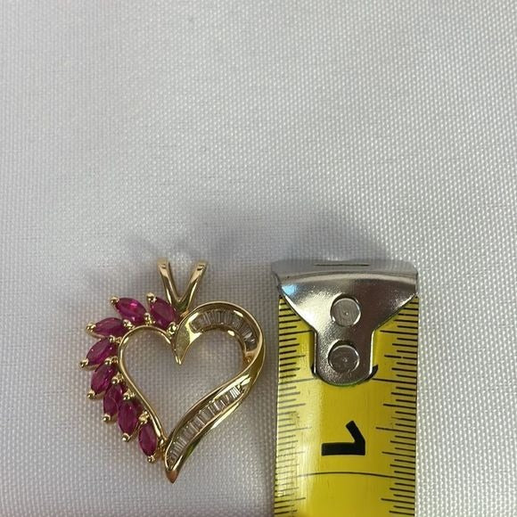 Rubies 1/2ky Diamonds Heart Pendant