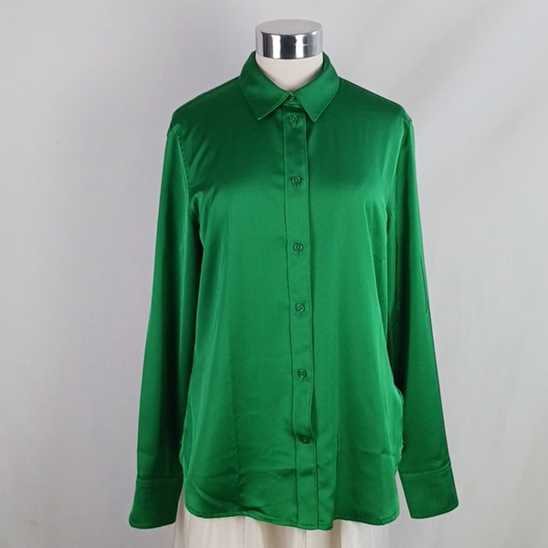 J. Crew Green Satin Blouse/ Skirt Set