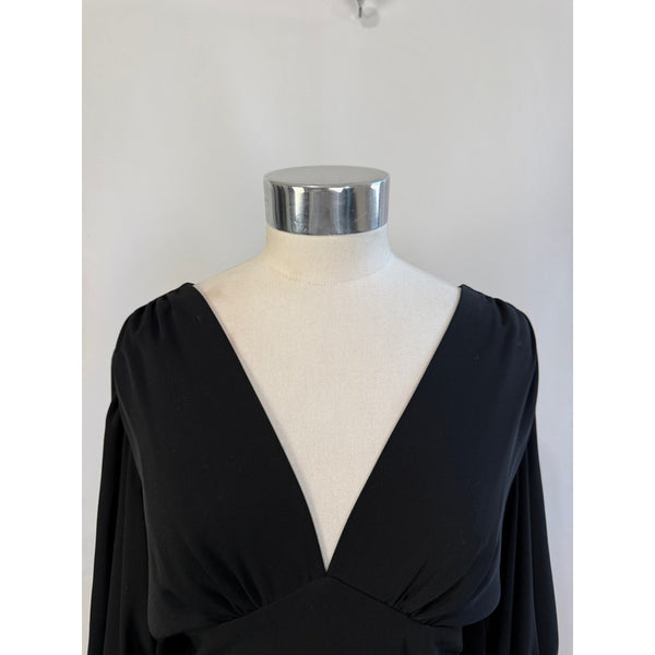 AMANDA UPRICHARD BLACK ELASTIC BOTTOM TIE SLEEVE DRESS