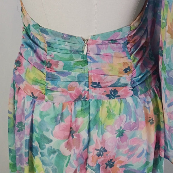 For Love & Lemons Multi Floral Maxi One-Sleeve Dress.