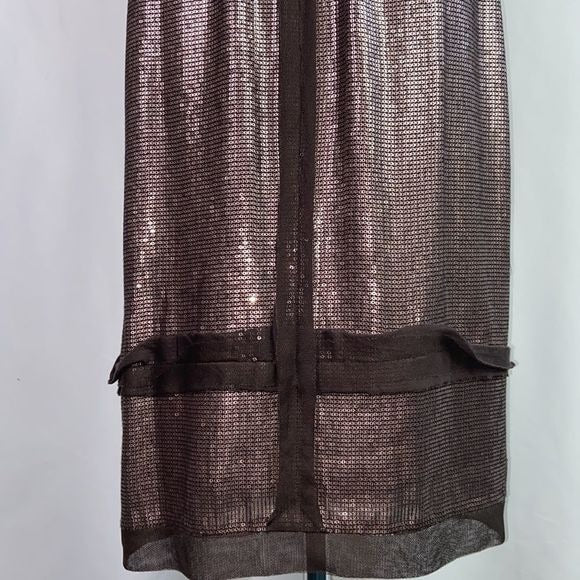 Robert Rodriguez Copper Beaded Cocktail Dress