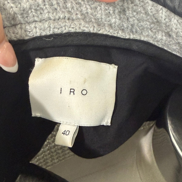 IRO Gray Leather Trim Knit Jacket