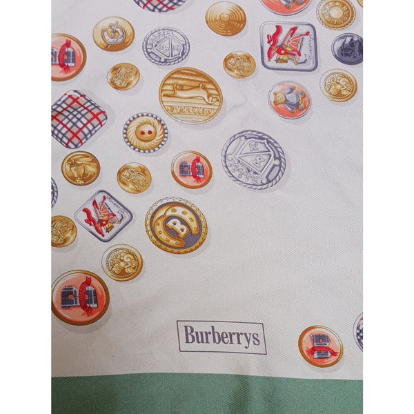 BURBERRY VINTAGE  MULTI Buttons Silk Print Scarf