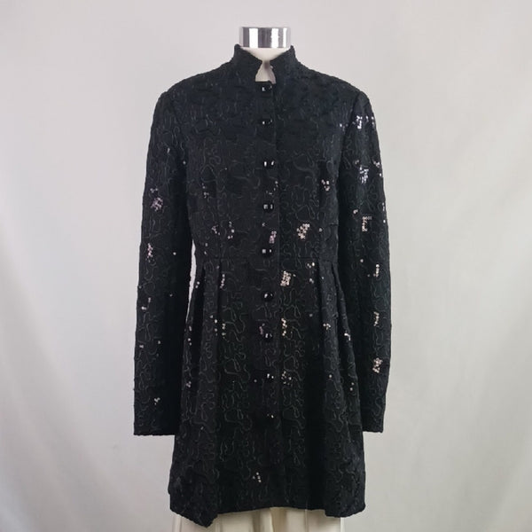 Betsey Johnson Vtg  Embr.Black Sequin 3/4 Jacket.