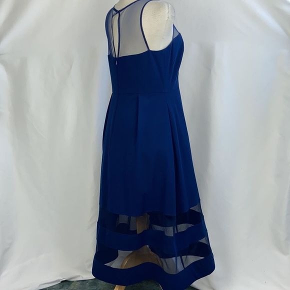 That Look Navy Midi Dress w/ Sheer Panels