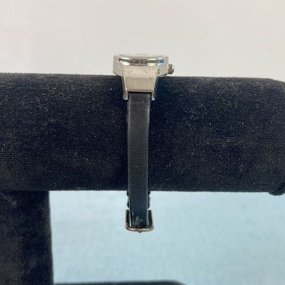 Gucci Small Silver Round Face w Black Strap Watch