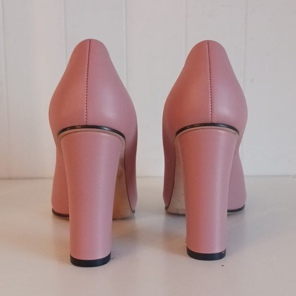 Gucci Horsebit Block Heel Soft Pink Leather Shoes