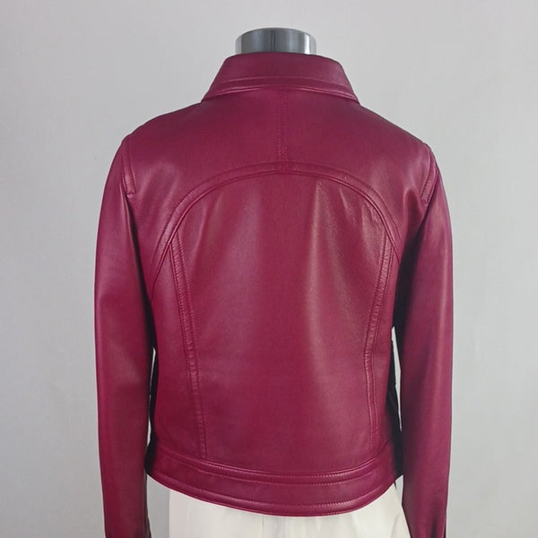 Coach Red  Leather Short  Jacket.