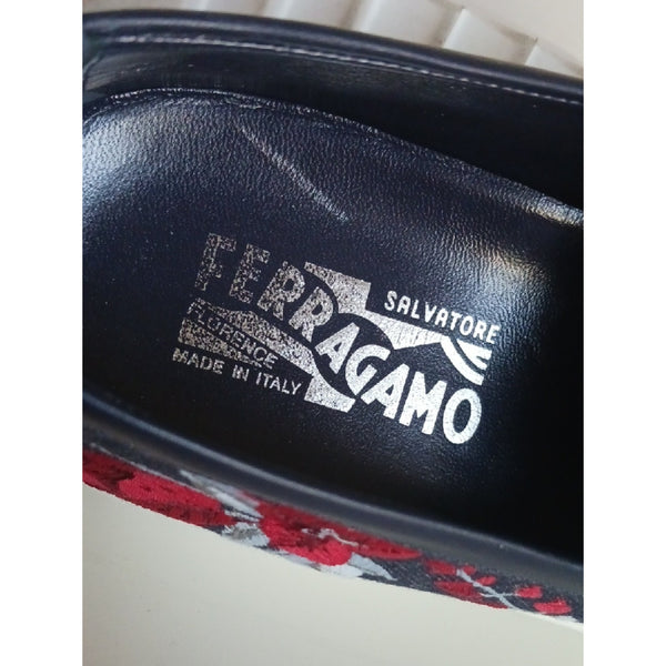 SALVATORE FERRAGAMO Denim Embr Slip Ons Sneakers.